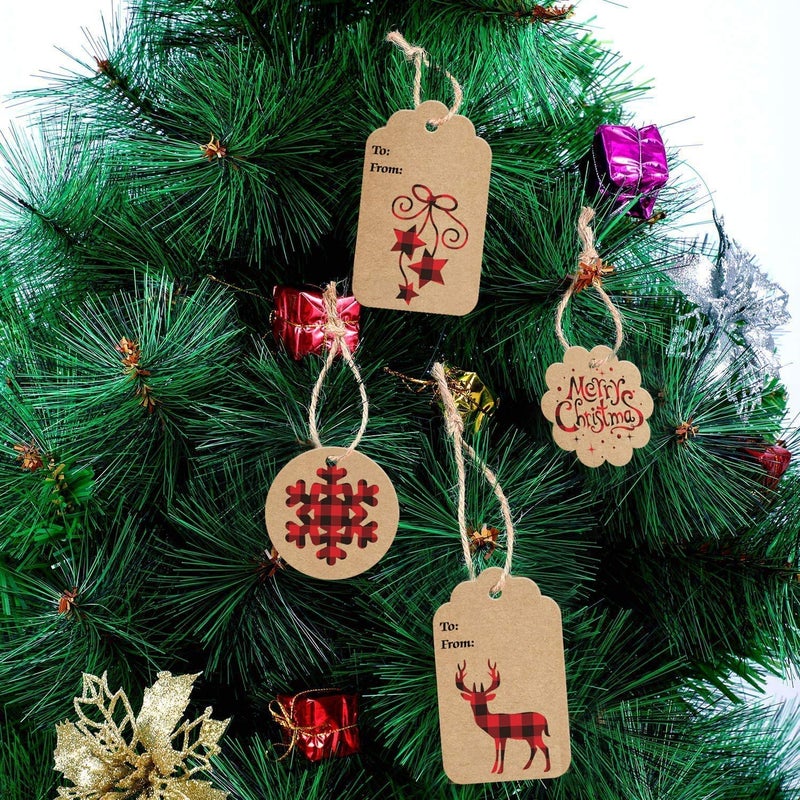 STEFORD Christmas Kraft Paper Gift Tags,120 PCS Christmas Label Gift Tags with 230 feet String - Image 5